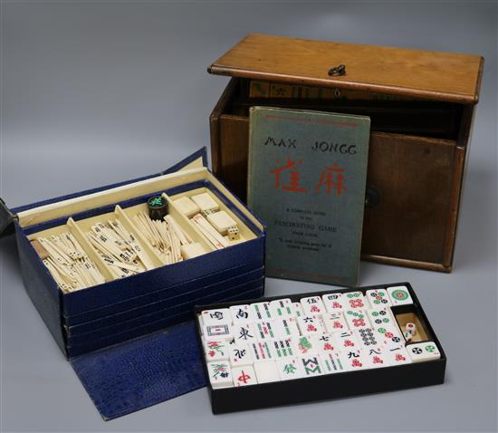 Three cased mah jong sets